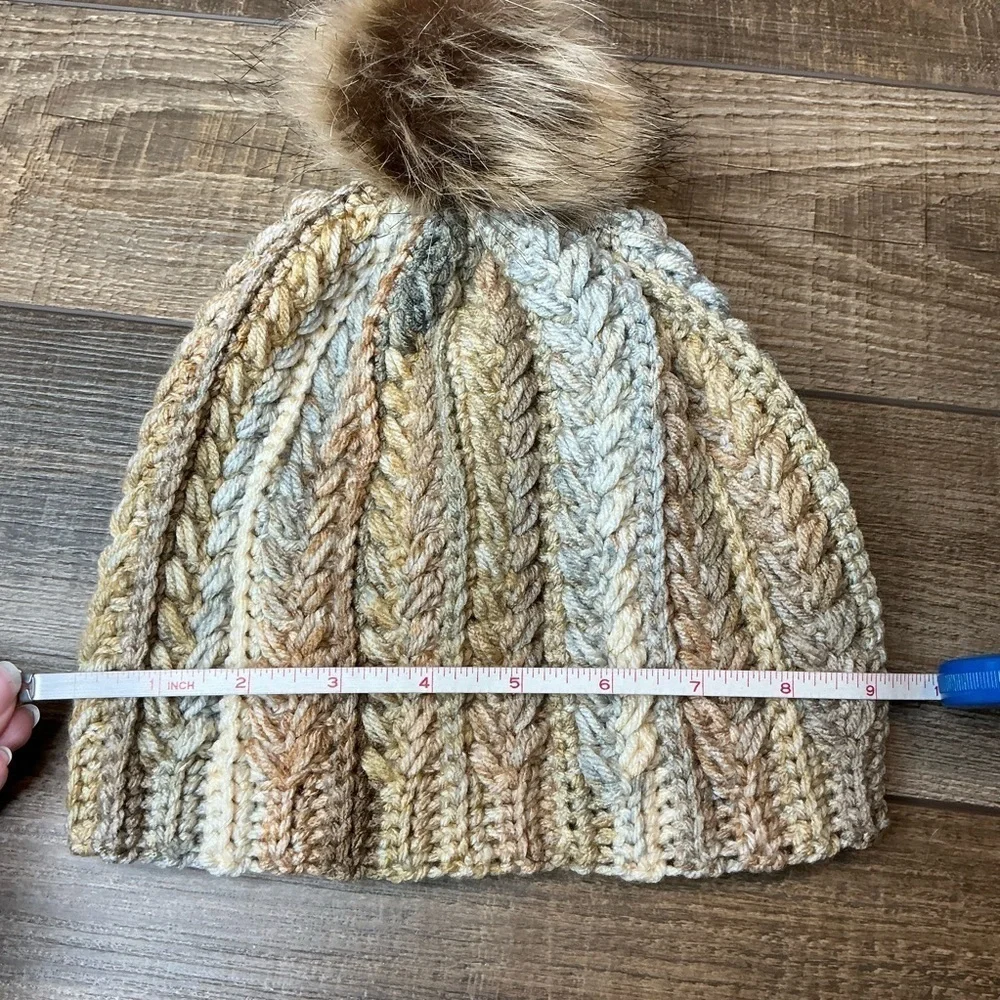 Handcrafted Crochet Multicolor Winter Hat Snowy Wheat Stitch Beanie with Pom Pom